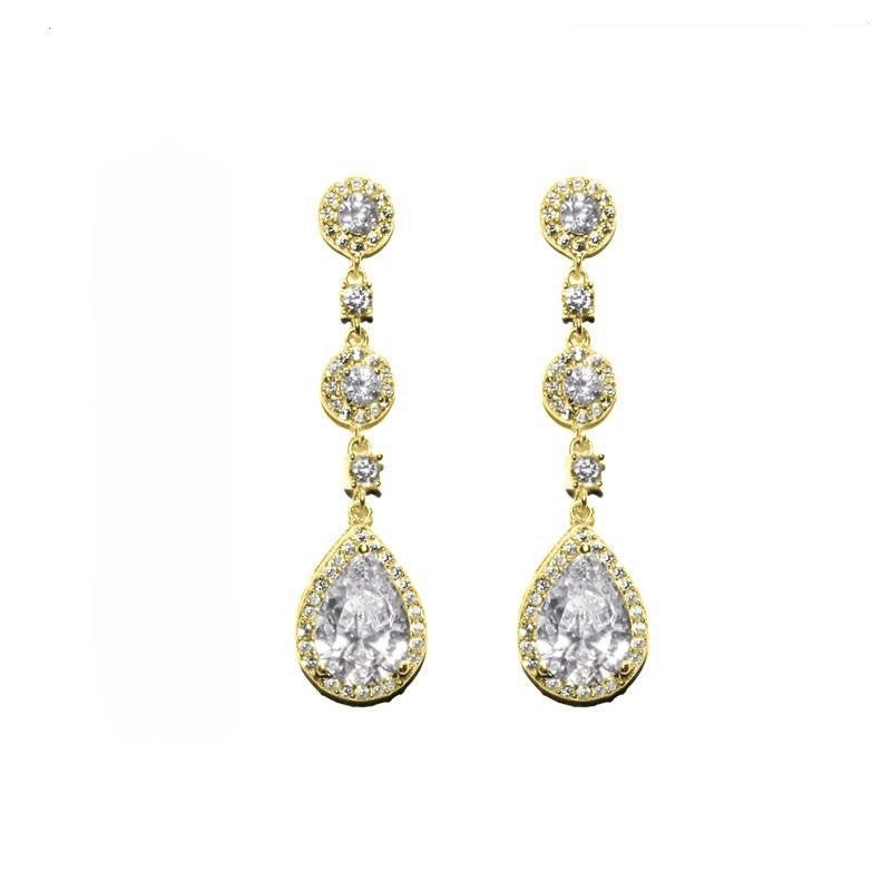 Lina Linear Dangle Pear Drop Earrings | 38mm - Beloved Sparkles